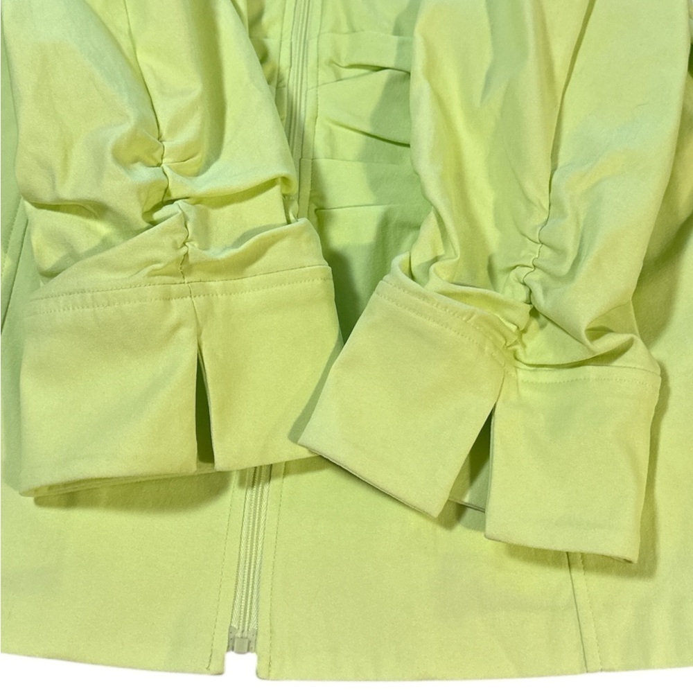 Tribal Zip Front Jacket Size 10 Lime Green Ruched Detailing Casual - Picture 5 of 11